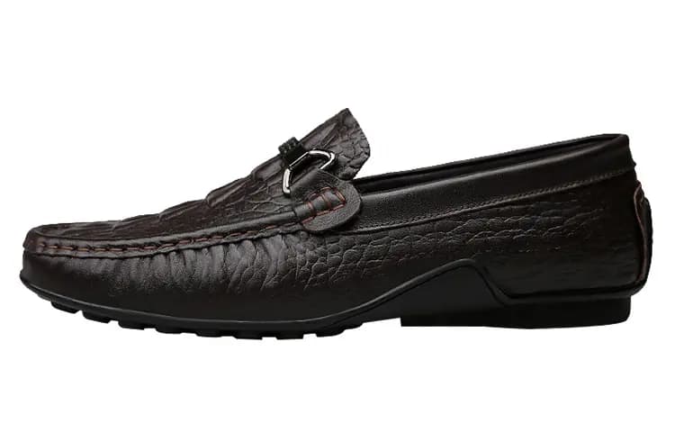 CKVUSAMG Top Layer Leather British Versatile Crocodile Texture Soft Sole Business Casual Driving Shoes Unisex 4