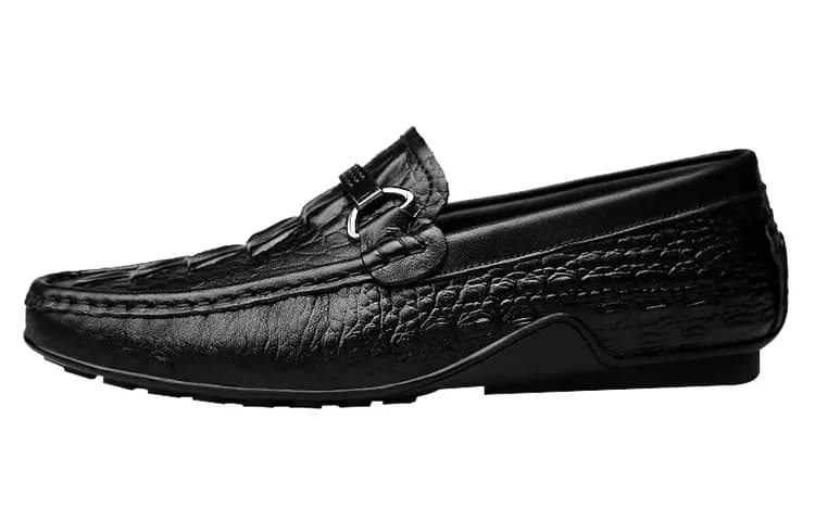 CKVUSAMG Top Layer Leather British Versatile Crocodile Texture Soft Sole Business Casual Driving Shoes Unisex 17
