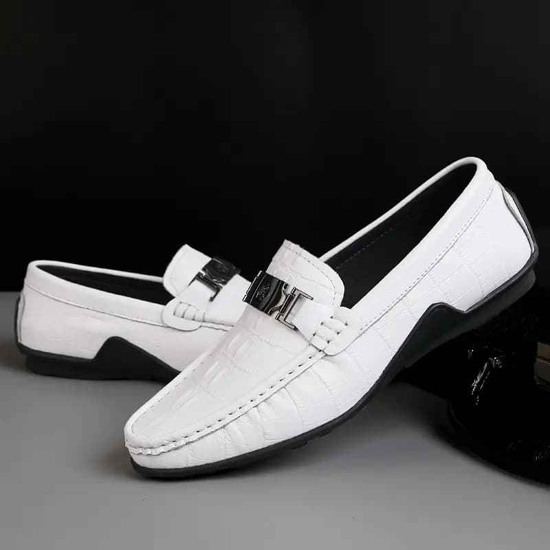 CKVUSAMG Top Layer Leather Slip-On Soft Fashion Trendy Commute Versatile Loafers Unisex 7