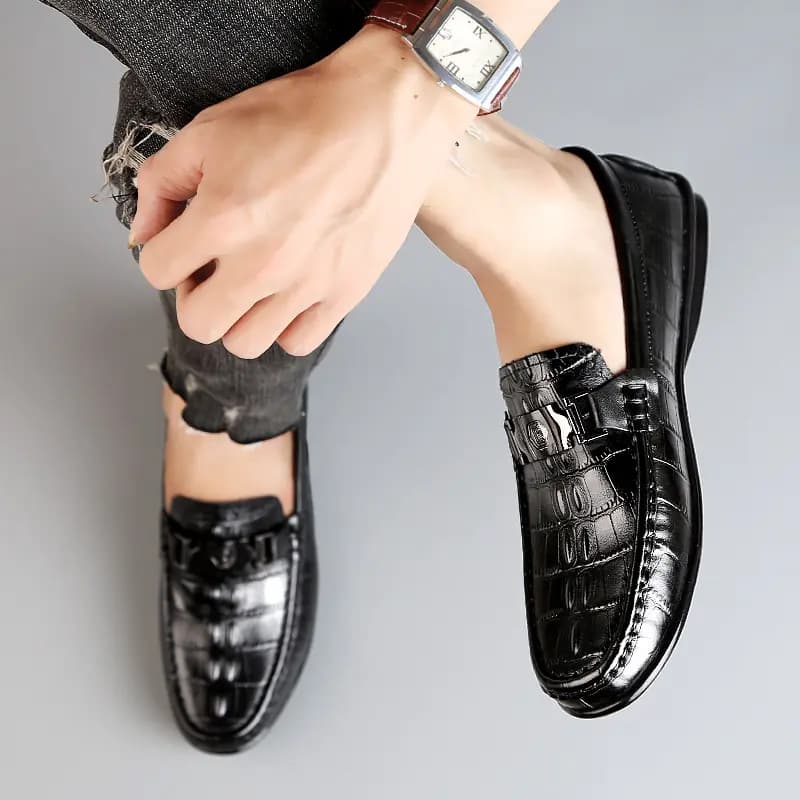 CKVUSAMG Top Layer Leather Slip-On Soft Fashion Trendy Commute Versatile Loafers Unisex 13
