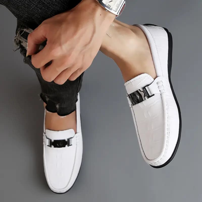 CKVUSAMG Top Layer Leather Slip-On Soft Fashion Trendy Commute Versatile Loafers Unisex 4
