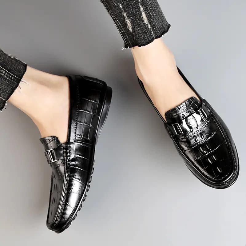 CKVUSAMG Top Layer Leather Slip-On Soft Fashion Trendy Commute Versatile Loafers Unisex 11