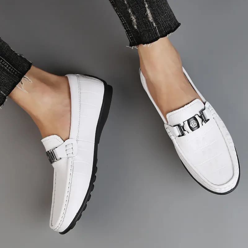 CKVUSAMG Top Layer Leather Slip-On Soft Fashion Trendy Commute Versatile Loafers Unisex 6