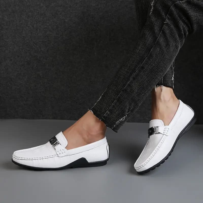 CKVUSAMG Top Layer Leather Slip-On Soft Fashion Trendy Commute Versatile Loafers Unisex 5