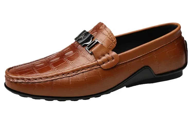 CKVUSAMG Top Layer Leather Slip-On Soft Fashion Trendy Commute Versatile Loafers Unisex 16