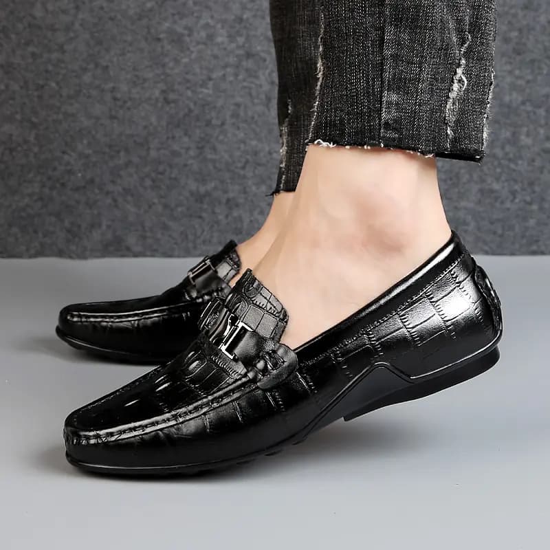 CKVUSAMG Top Layer Leather Slip-On Soft Fashion Trendy Commute Versatile Loafers Unisex 10
