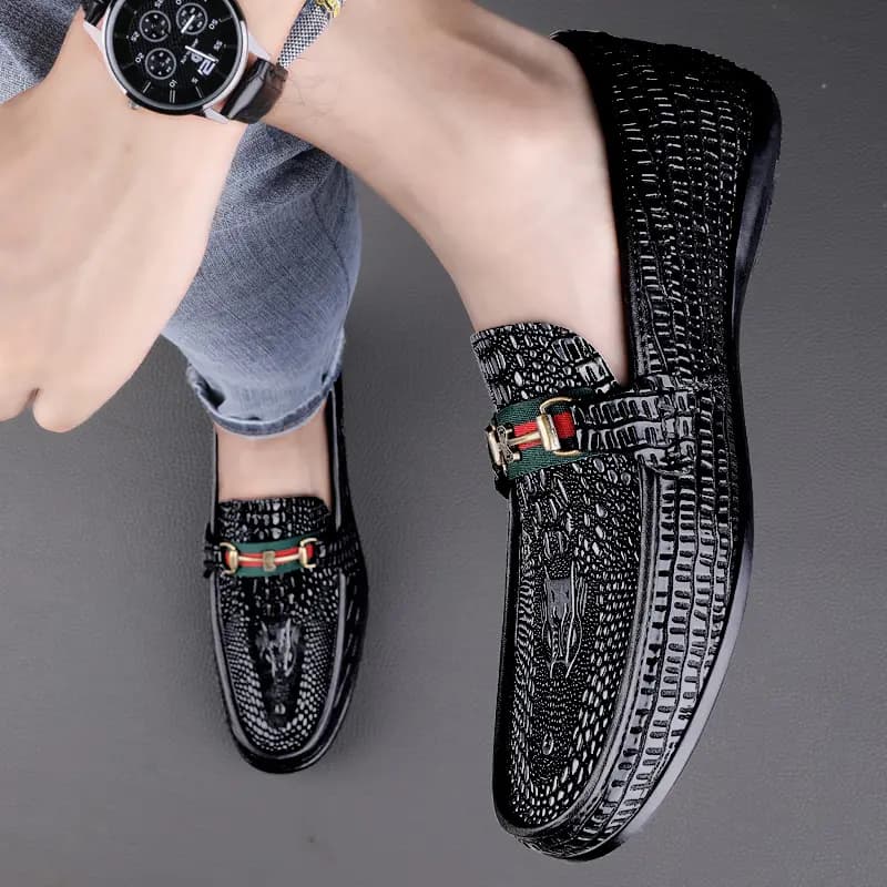 CKVUSAMG Top Layer Leather Slip-On Soft Comfortable Commute Trendy Versatile Business Loafers Unisex 14