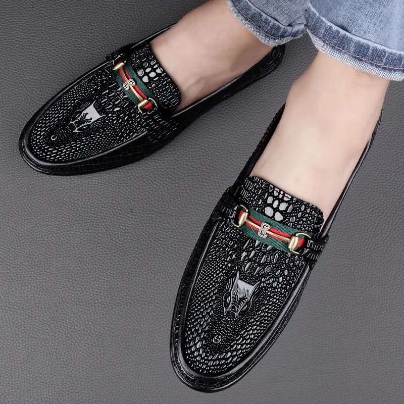 CKVUSAMG Top Layer Leather Slip-On Soft Comfortable Commute Trendy Versatile Business Loafers Unisex 12
