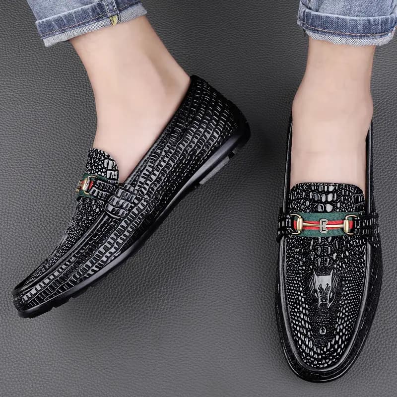 CKVUSAMG Top Layer Leather Slip-On Soft Comfortable Commute Trendy Versatile Business Loafers Unisex 13