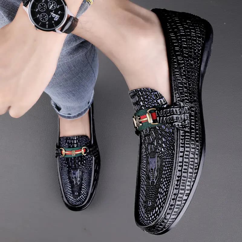 CKVUSAMG Top Layer Leather Slip-On Soft Comfortable Commute Trendy Versatile Business Loafers Unisex 7