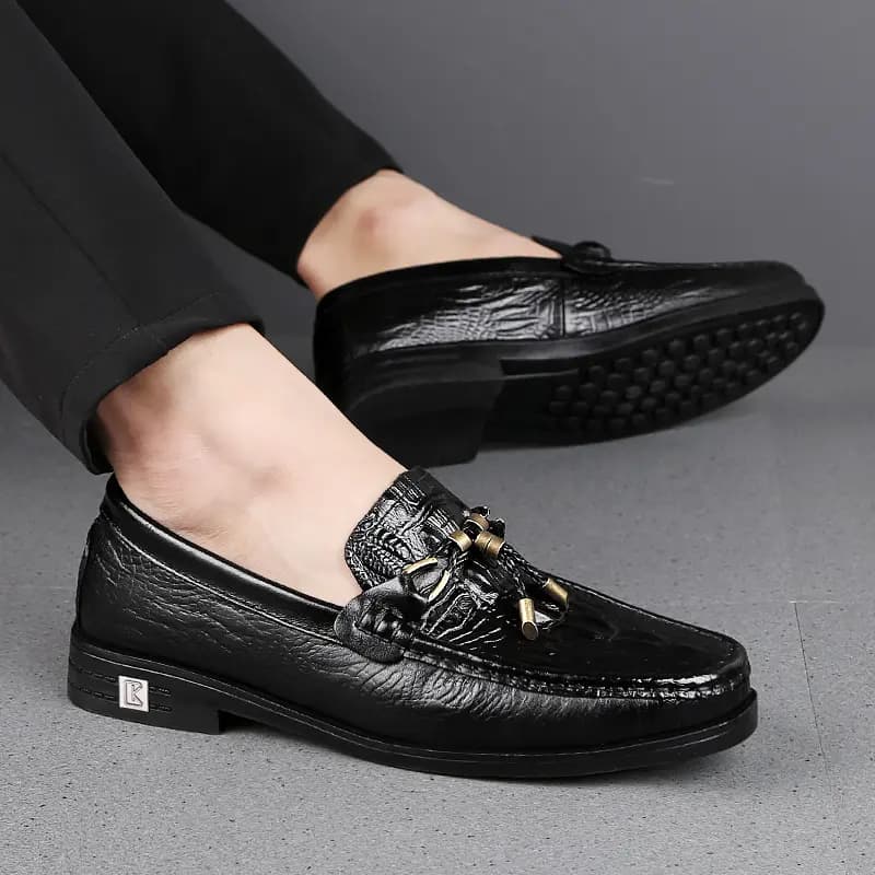 CKVUSAMG Genuine Leather Loafers Comfortable Trendy Casual Driving Shoes Unisex 5