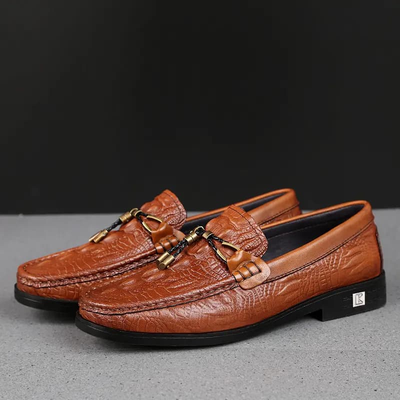 CKVUSAMG Genuine Leather Loafers Comfortable Trendy Casual Driving Shoes Unisex 26