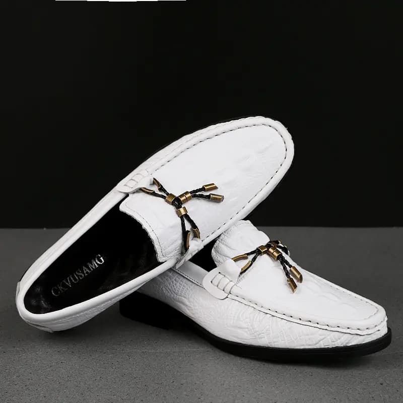 CKVUSAMG Genuine Leather Loafers Comfortable Trendy Casual Driving Shoes Unisex 17