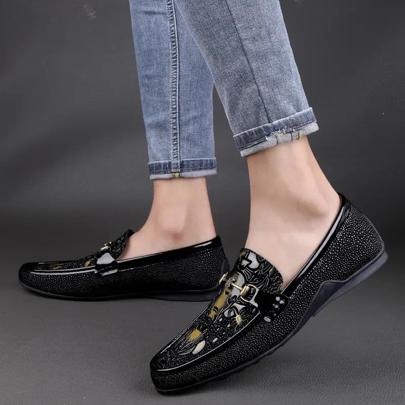 CKVUSAMG Top Layer Leather Loafers Comfortable Commute Trendy Business Casual Men's Women's 10