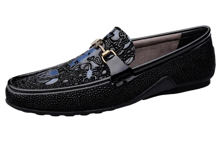 CKVUSAMG Top Layer Leather Loafers Comfortable Commute Trendy Business Casual Men's Women's 2