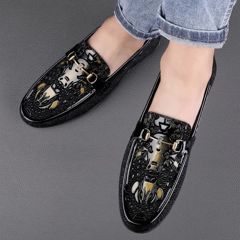 CKVUSAMG Top Layer Leather Loafers Comfortable Commute Trendy Business Casual Men's Women's 12