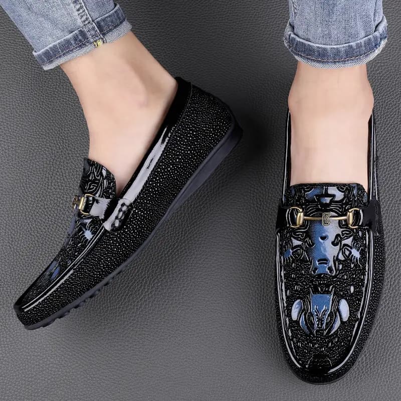 CKVUSAMG Top Layer Leather Loafers Comfortable Commute Trendy Business Casual Men's Women's 4