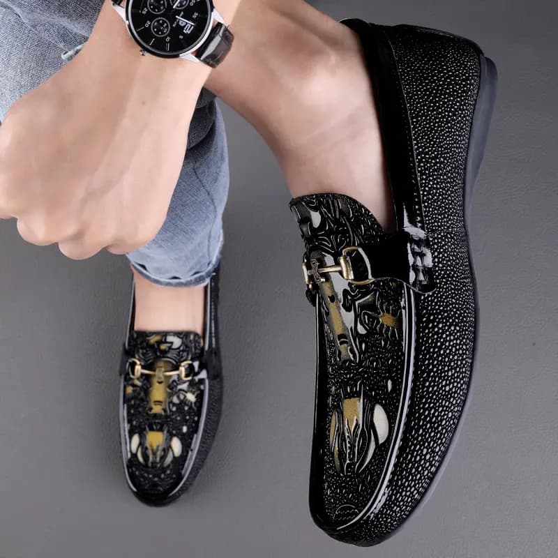 CKVUSAMG Top Layer Leather Loafers Comfortable Commute Trendy Business Casual Men's Women's 13