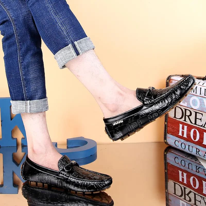 CKVUSAMG Split Leather Loafers Breathable Fashion Business Versatile Genuine Leather Young Casual British Style Loafers Men's 24