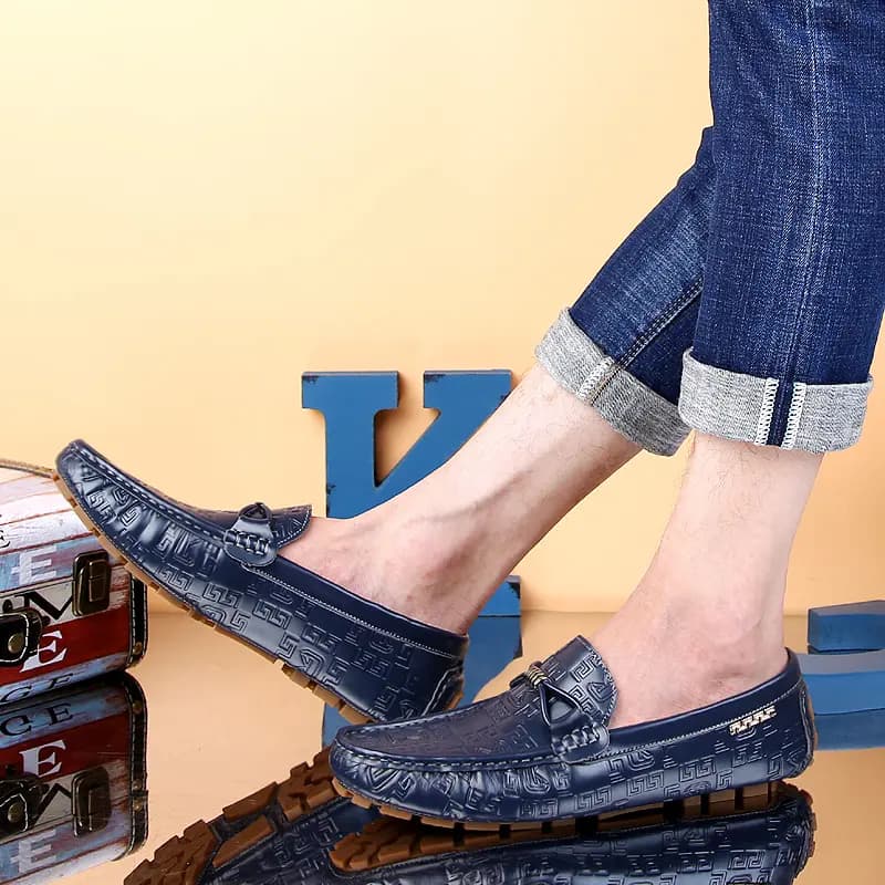 CKVUSAMG Split Leather Loafers Breathable Fashion Business Versatile Genuine Leather Young Casual British Style Loafers Men's 13