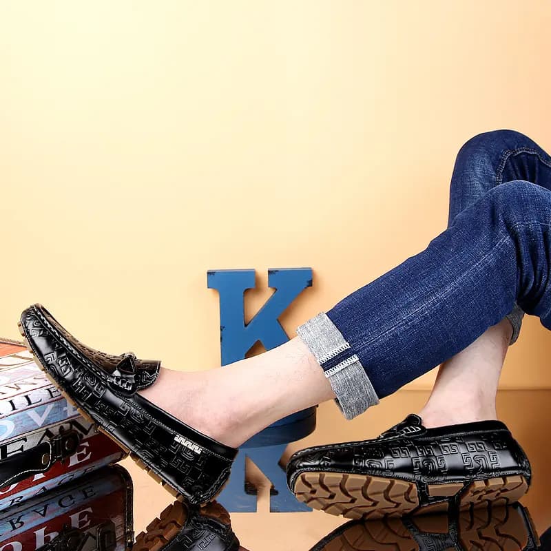 CKVUSAMG Split Leather Loafers Breathable Fashion Business Versatile Genuine Leather Young Casual British Style Loafers Men's 23