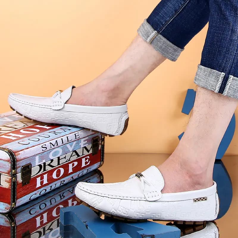 CKVUSAMG Split Leather Loafers Breathable Fashion Business Versatile Genuine Leather Young Casual British Style Loafers Men's 6