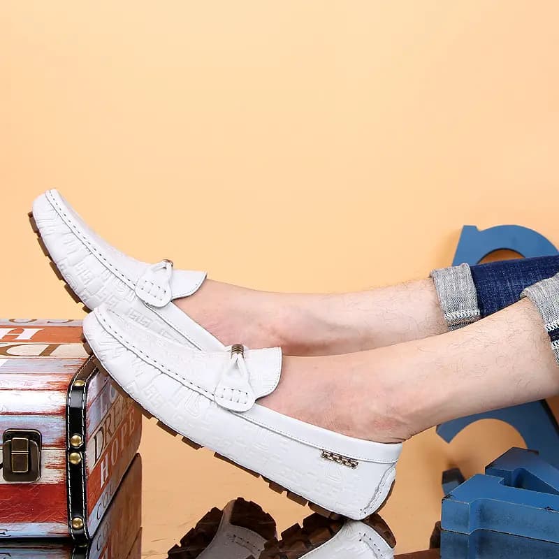 CKVUSAMG Split Leather Loafers Breathable Fashion Business Versatile Genuine Leather Young Casual British Style Loafers Men's 7