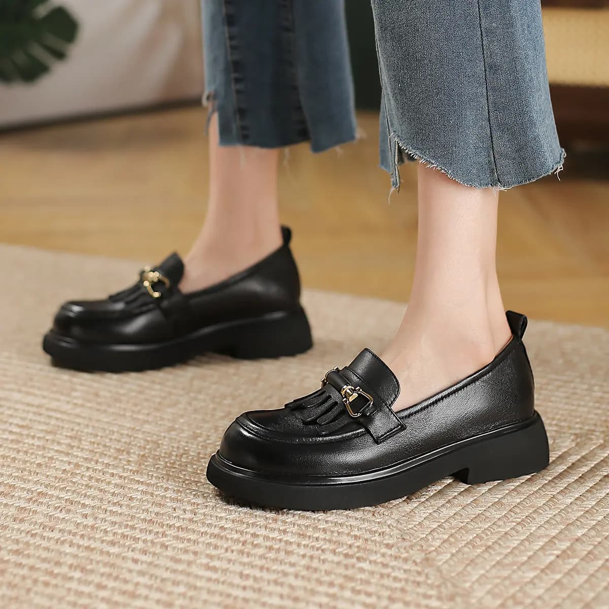 D:FUSE SCANDINAVIA Loafers 4.3cm Women's Black 4