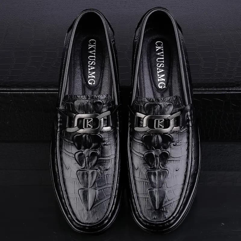 CKVUSAMG Top Layer Leather Slip-On Soft Comfortable Trendy Casual Driving Shoes Unisex 17