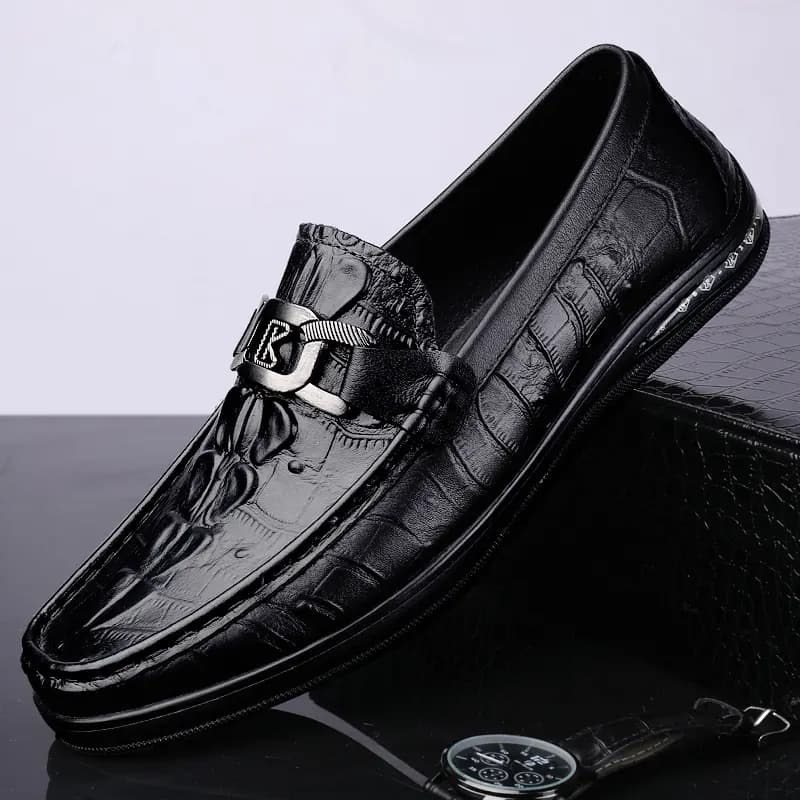 CKVUSAMG Top Layer Leather Slip-On Soft Comfortable Trendy Casual Driving Shoes Unisex 19