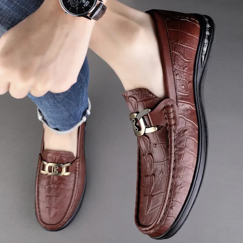 CKVUSAMG Top Layer Leather Slip-On Soft Comfortable Trendy Casual Driving Shoes Unisex 14