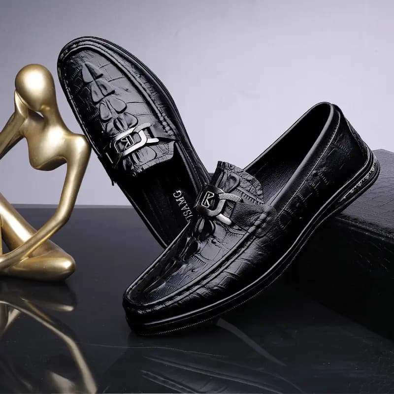 CKVUSAMG Top Layer Leather Slip-On Soft Comfortable Trendy Casual Driving Shoes Unisex 18