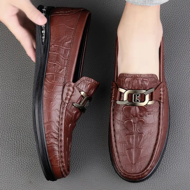 CKVUSAMG Top Layer Leather Slip-On Soft Comfortable Trendy Casual Driving Shoes Unisex 10