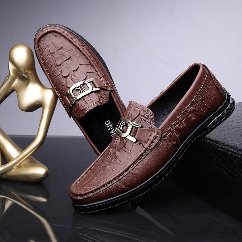 CKVUSAMG Top Layer Leather Slip-On Soft Comfortable Trendy Casual Driving Shoes Unisex 23