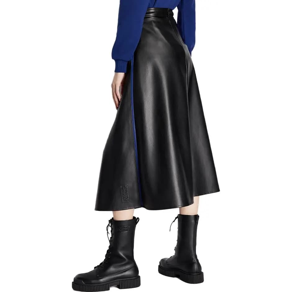 ARMANI EXCHANGE FW23 Qadın Dəri Ətək Qara 3