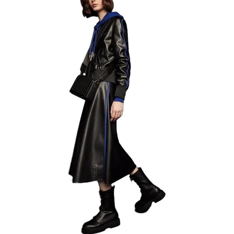 ARMANI EXCHANGE FW23 Qadın Dəri Ətək Qara 5