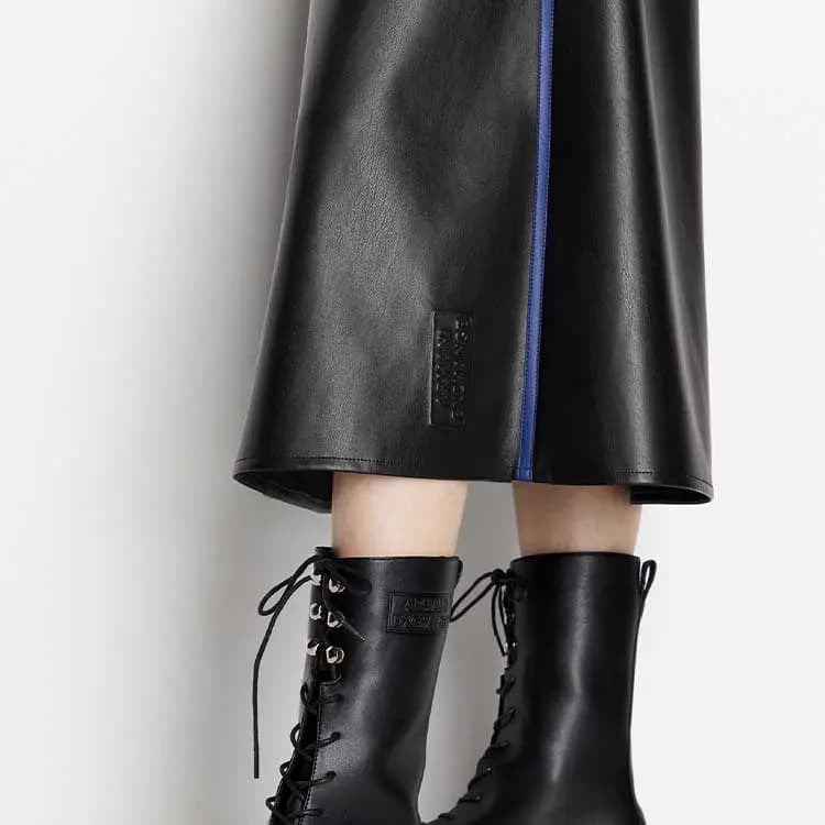 ARMANI EXCHANGE FW23 Qadın Dəri Ətək Qara 6