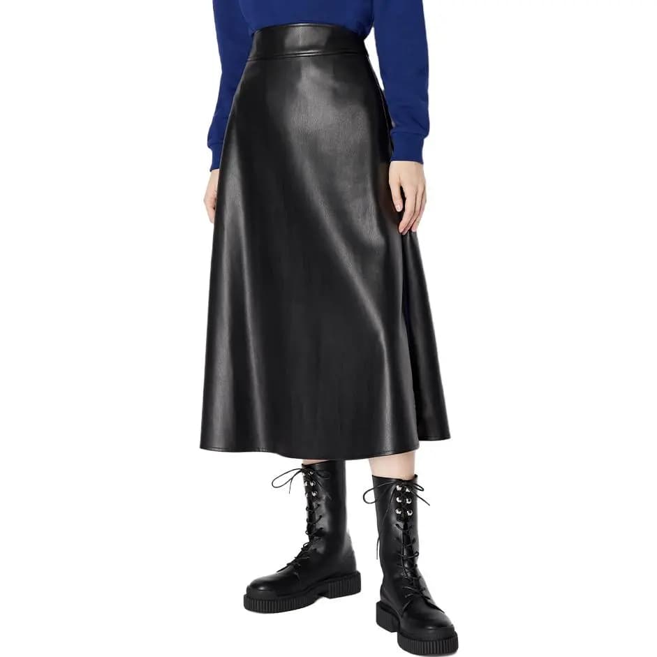 ARMANI EXCHANGE FW23 Qadın Dəri Ətək Qara 2