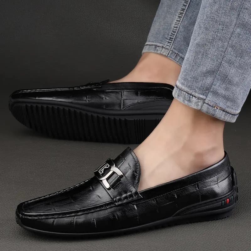 CKVUSAMG Top Layer Leather Fashion Versatile Business Loafers Unisex 6