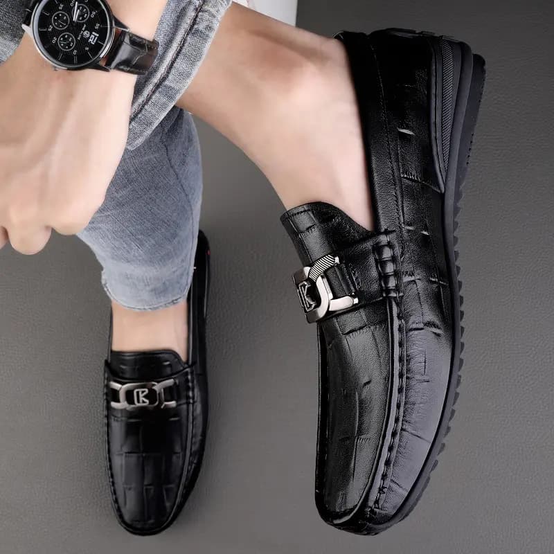 CKVUSAMG Top Layer Leather Fashion Versatile Business Loafers Unisex 5