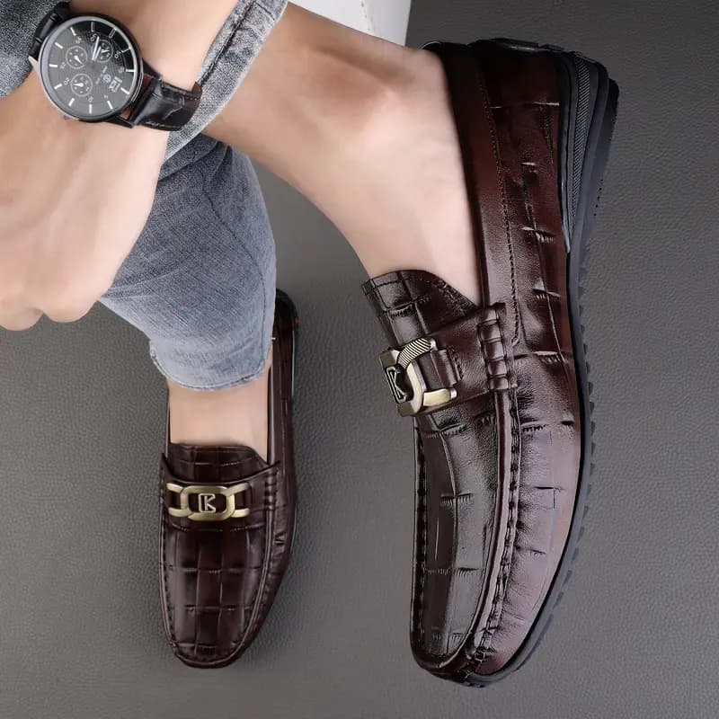 CKVUSAMG Top Layer Leather Fashion Versatile Business Loafers Unisex 12