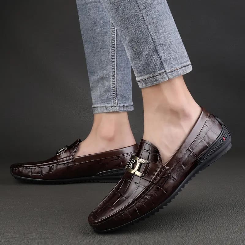 CKVUSAMG Top Layer Leather Fashion Versatile Business Loafers Unisex 14