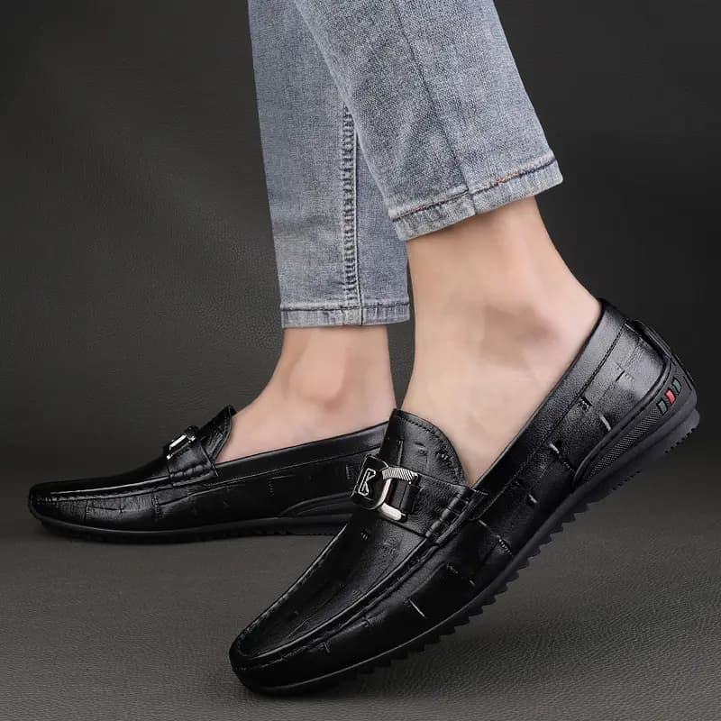 CKVUSAMG Top Layer Leather Fashion Versatile Business Loafers Unisex 7