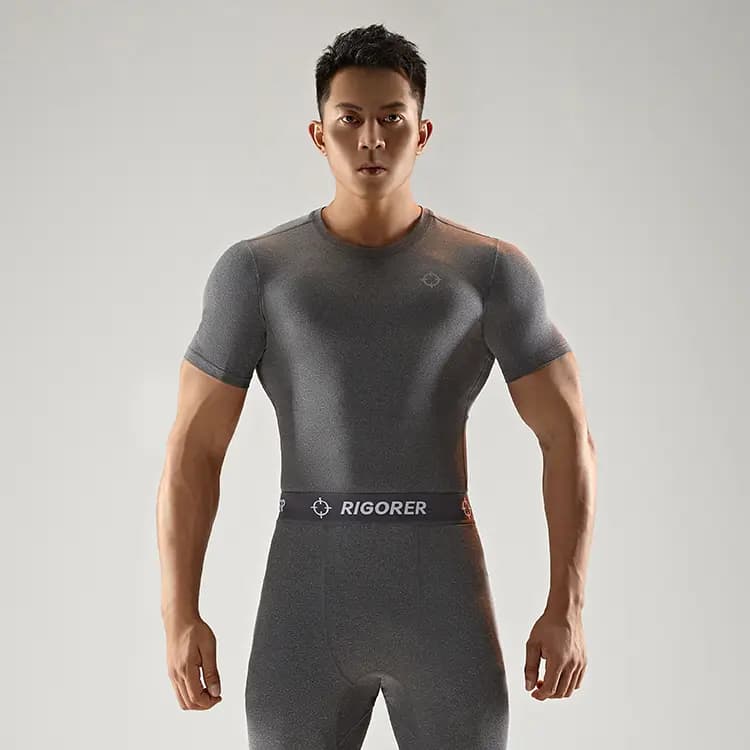 RIGORER Basketball Fitness Series Half Sleeve Quick-Dry Coach Short Sleeve Compression Exercise Sports Training Gym Wear Unisex 16