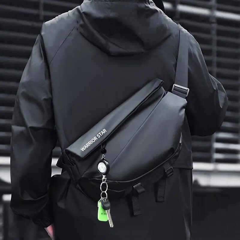 Warrior Polyester Crossbody Bag, Shoulder Bag, Sling Bag Tubas Men's Black 5