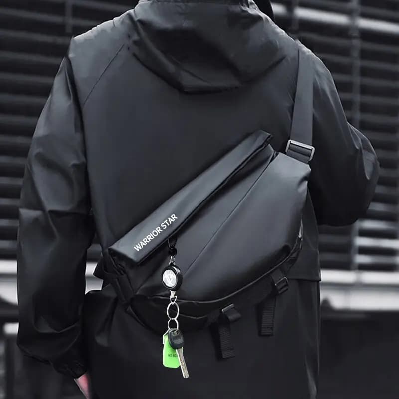 Warrior Polyester Crossbody Bag, Shoulder Bag, Sling Bag Tubas Men's Black 7