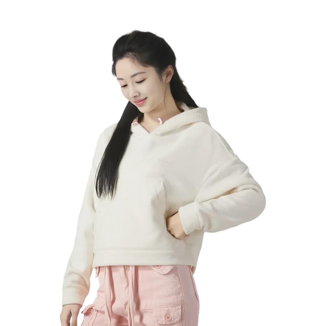 adidas Qadın Kapüşonlu Fleece Sweatshirt Ağ 3