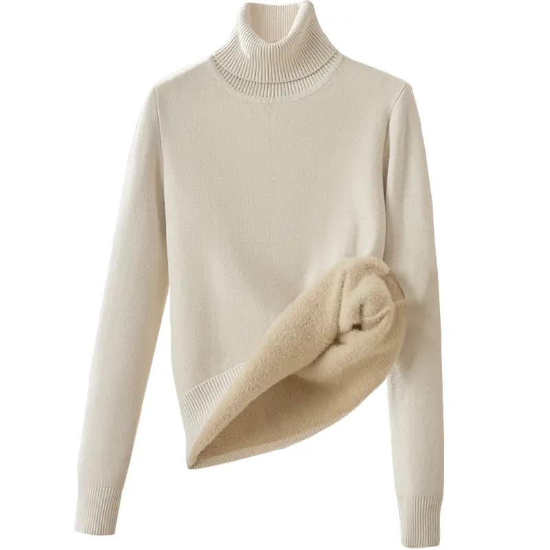 Shechi High Neck Slim Simple Fleece-Lined Thickened Inner Layer Knit Sweater Women's