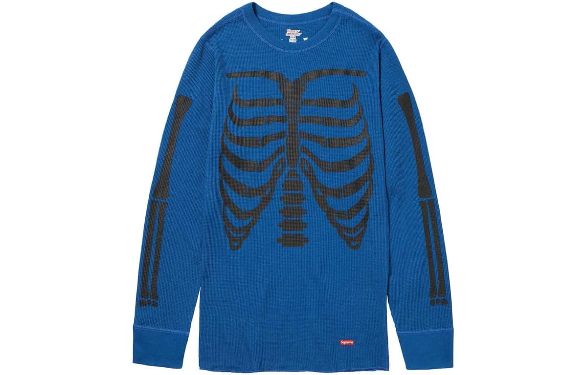 Supreme Hanes Bones Thermal Crew 1 Pack Blue 2