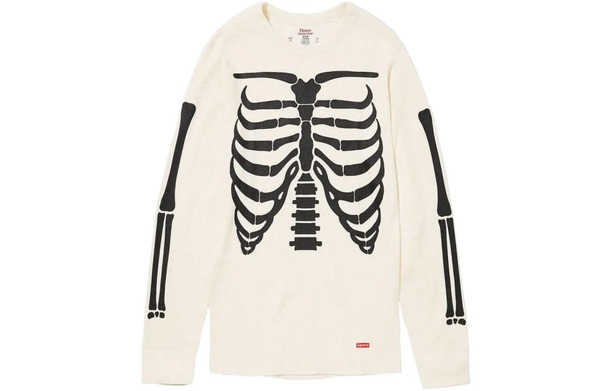 Supreme Hanes Bones Thermal Crew 1 Pack Blue 3